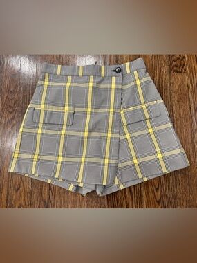 MSGM Womens Plaid Skort Plaid Skort in Grey & Yellow Size 40